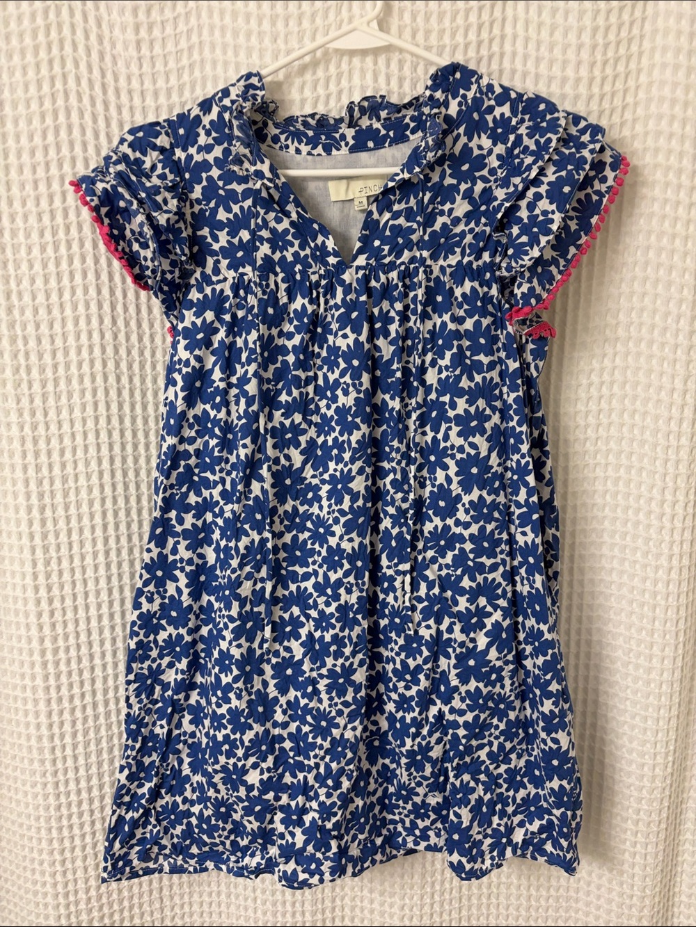 Pinch Blue Floral Mini Dress Ruffle Flutter Sleeves Coquette Babydoll Cotton